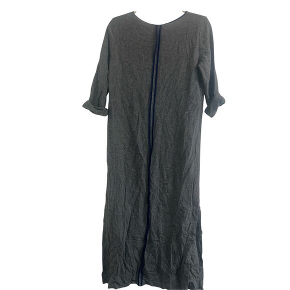 ✨Zara Trafaluc Grey 3/4 Sleeves V-Neck Maxi Wool Sz Medium Dress✨ - Picture 3 of 6